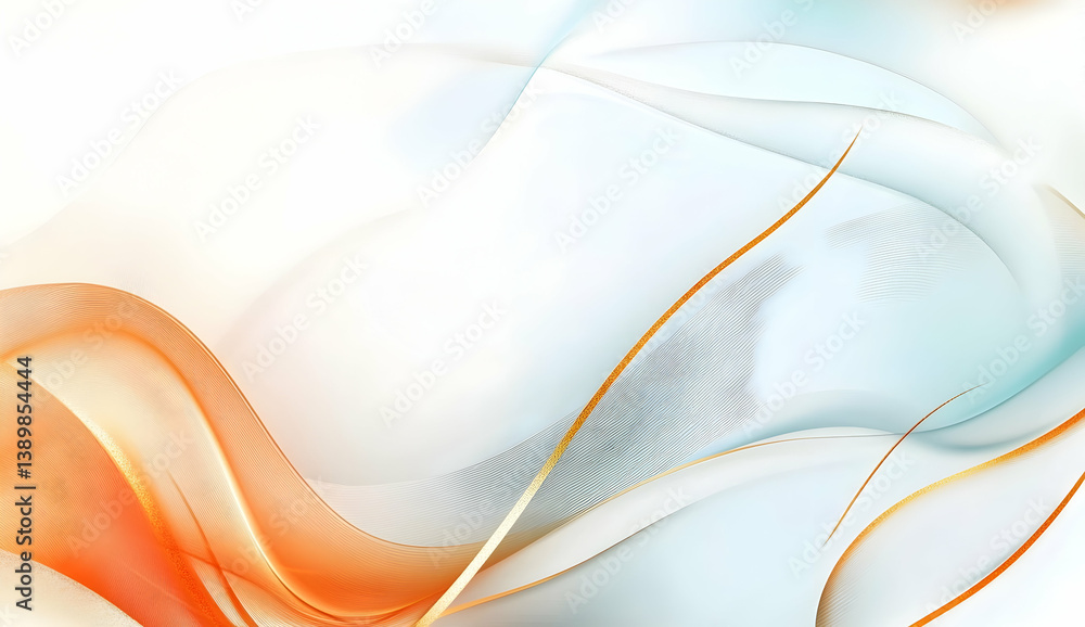 Naklejka premium Abstract background with a golden frame and wavy shapes in orange