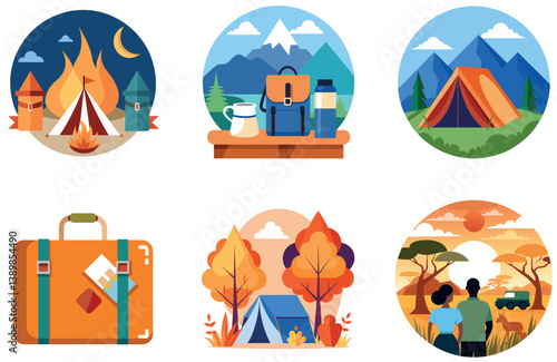 Camping Bundle. Aerial View Desert Safari Collection Stickers