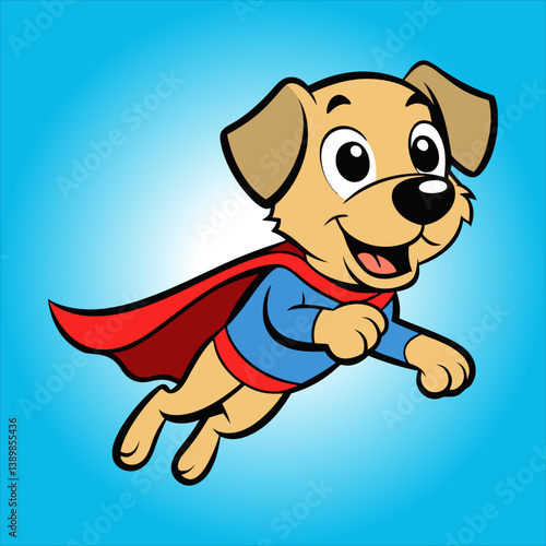 Cute Labrador Super Hero  Flying