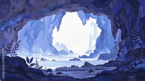 Dripstone Dreams Cave isolated watercolor vector illustration svg