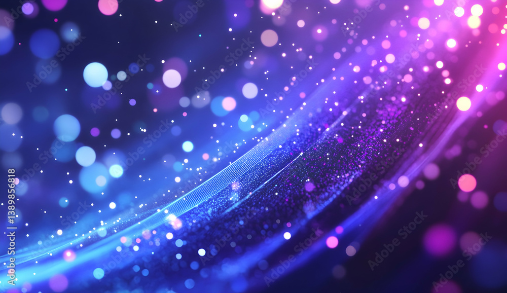 Fototapeta premium Abstract blue and purple gradient background with glowing dots