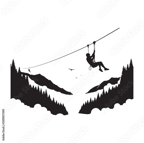 Minimal Zipline silhouette icon.