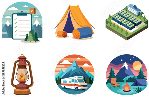 Camping Bundle. Friends Bonfire Summer Night Collection Stickers