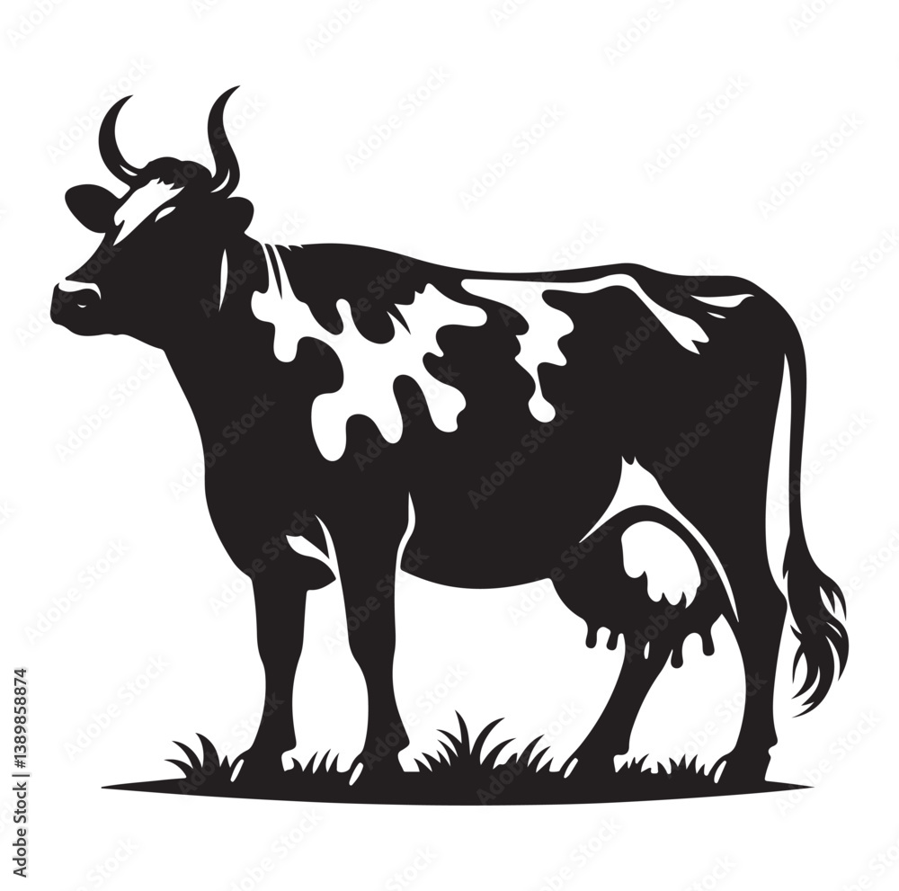 Cows silhouette vector illustration on white background. Cows silhouette vector illustration on white background.