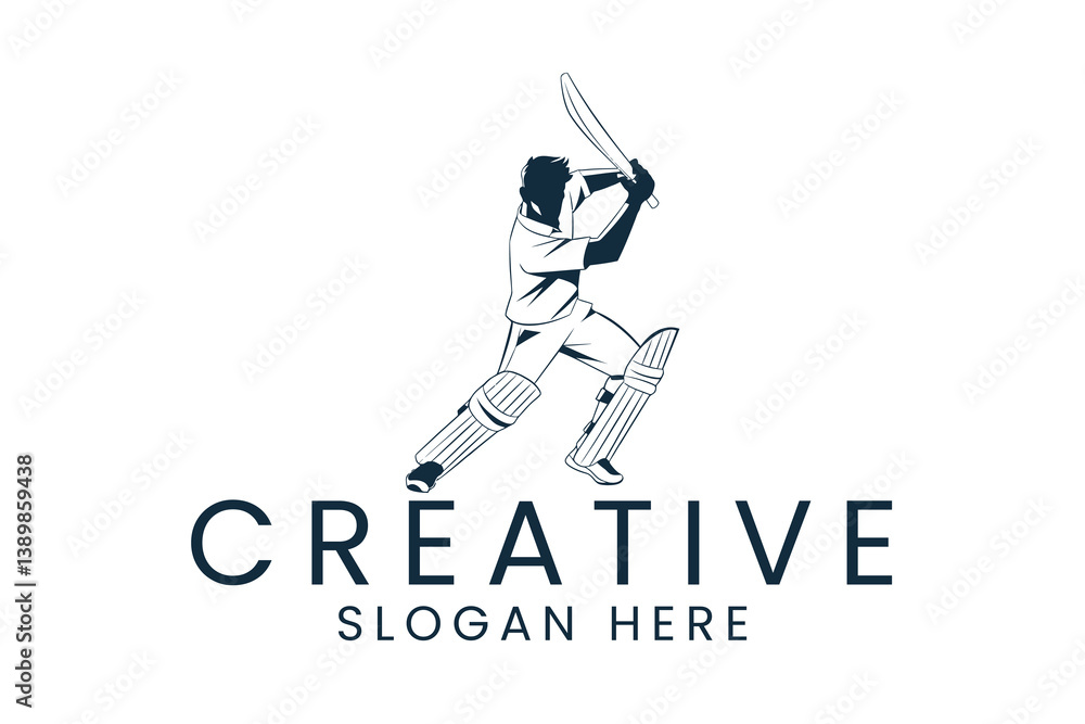 Dynamic Cricket Player Action Logo Design Graphic game team icon sport style Dynamic Cricket Player Action Logo Design Graphic game team icon sport style