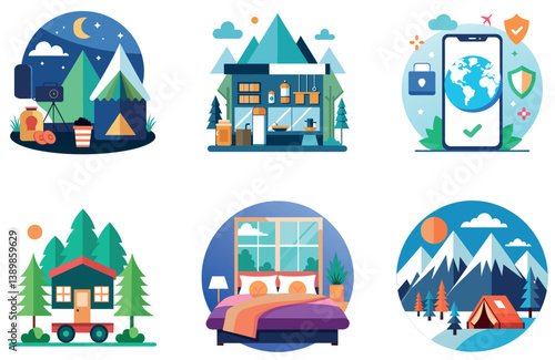 Camping Bundle. Refugees Camp Survival Collection Stickers
