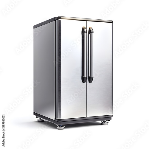 Modern Stainless Steel Refrigerator in Kitchen Appliance Studio Shot