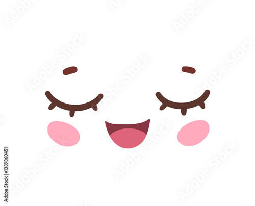 Smiling kawaii face with lashes