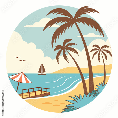 Wallpaper Mural "Coastal Holiday Vector & Generative AI Line Art Design for Print | High-Quality Graphics" Torontodigital.ca