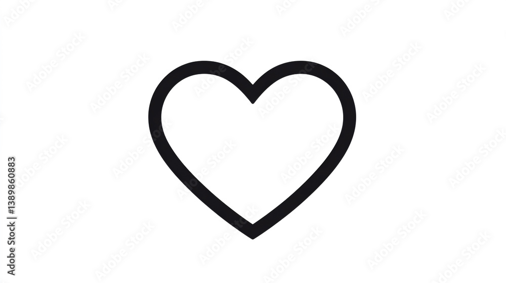 Heart icon, simple vector line art, black on white background Heart icon, simple vector line art, black on white background