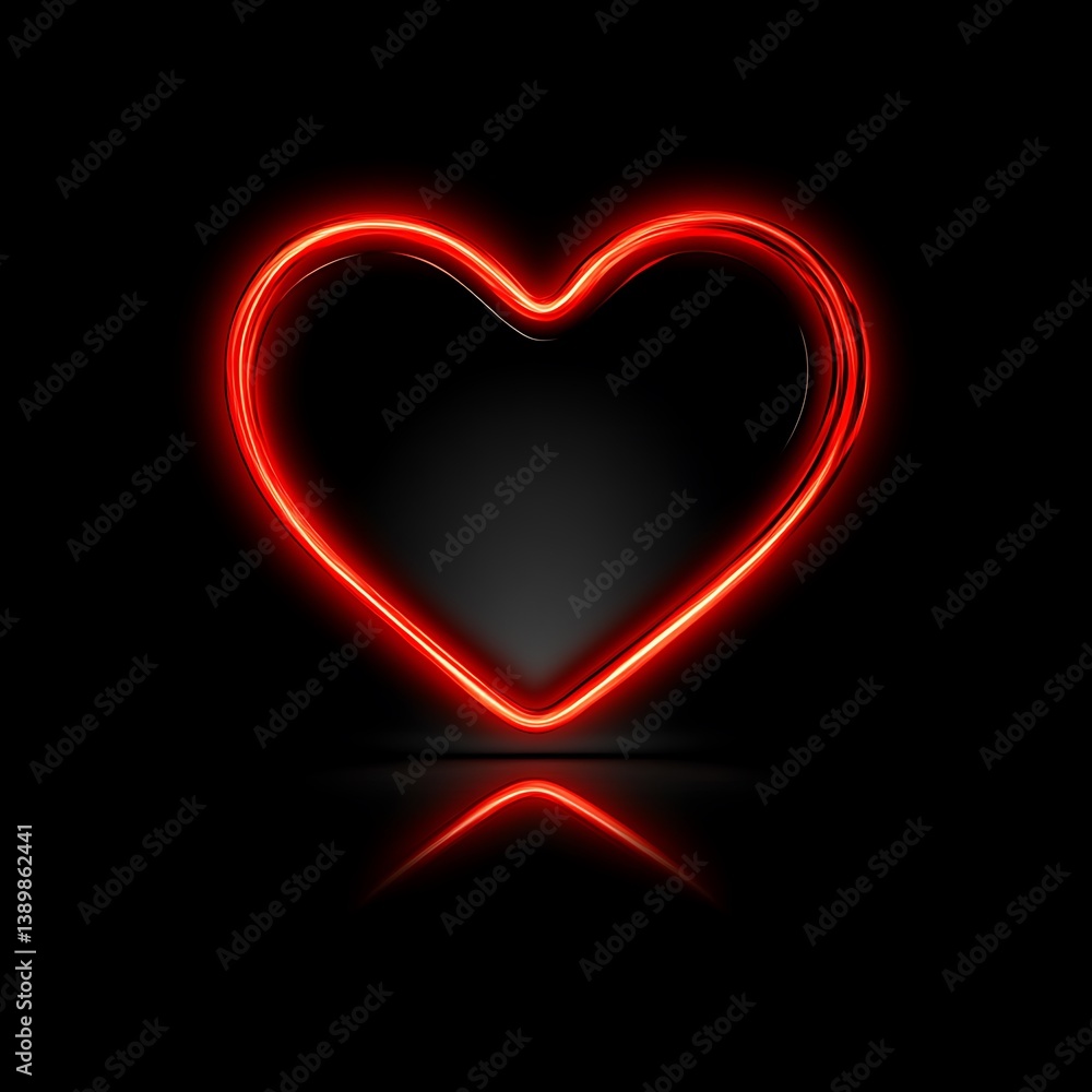 Glowing Red Heart on Black Background Glowing Red Heart on Black Background