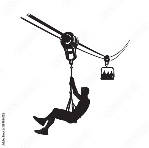 Minimal Zipline silhouette icon.