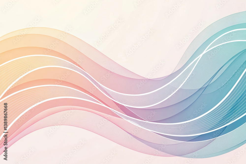 Soft abstract background featuring flowing waves in pastel colors, creating serene and calming atmosphere Soft abstract background featuring flowing waves in pastel colors, creating serene and calming atmosphere