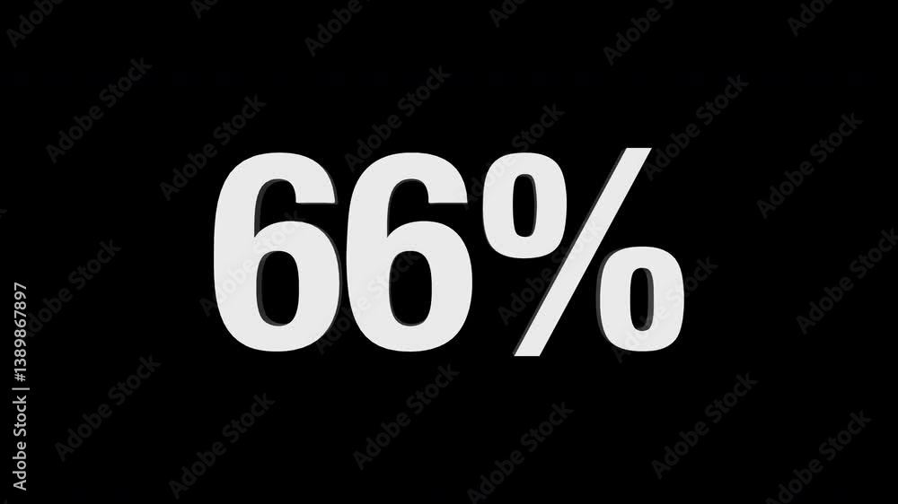 66% 3d text animation on black background. 4K 66% 3d text animation on black background. 4K