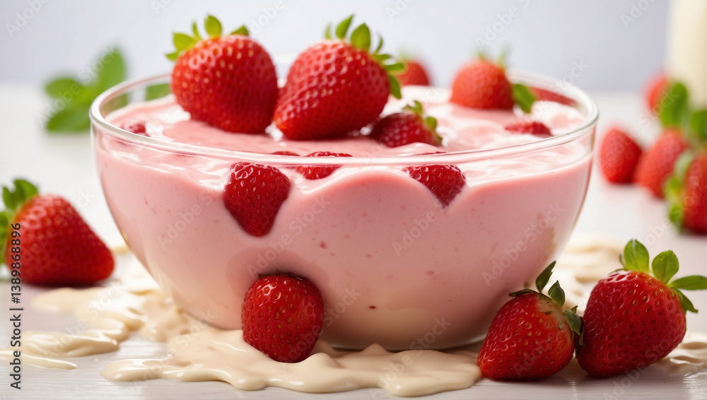 Fresh Strawberries Splashing into Creamy Milk - A Delicious Culinary Visual Fresh Strawberries Splashing into Creamy Milk - A Delicious Culinary Visual