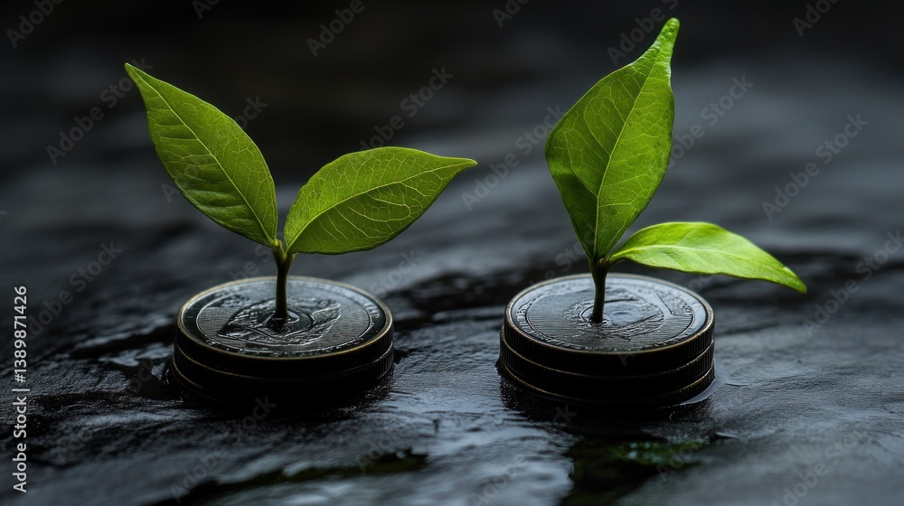 Naklejka premium Growth, Investment, and the Future of Sustainable Finance: A Visual Metaphor
