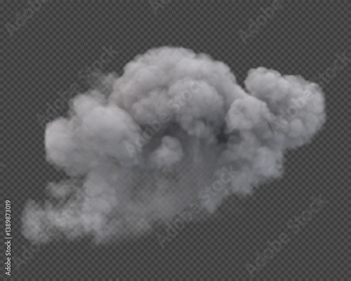 Realistic smoke cloud. Isolated on transparent background
