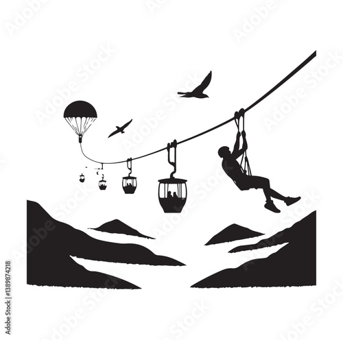 Minimal Zipline silhouette icon.