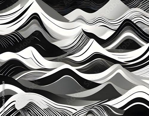 abstract black and white pattern like Mountain background