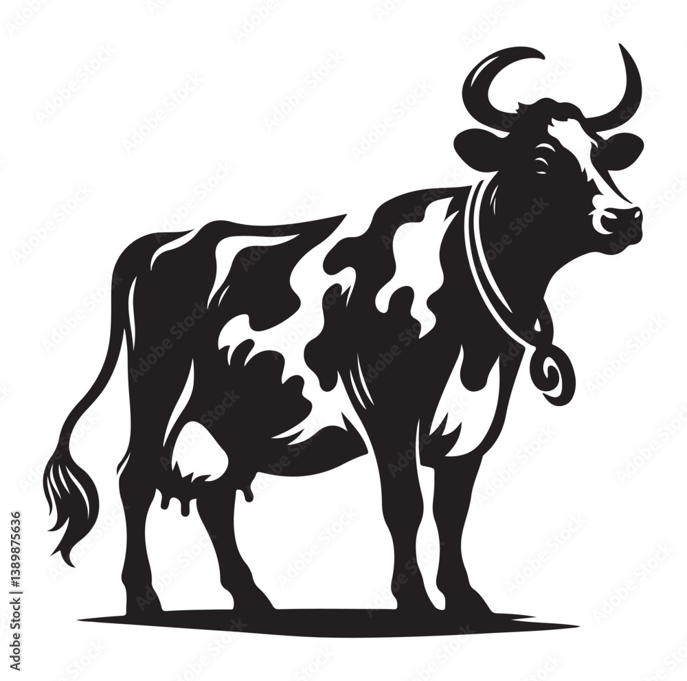 Cows silhouette vector illustration on white background. Cows silhouette vector illustration on white background.