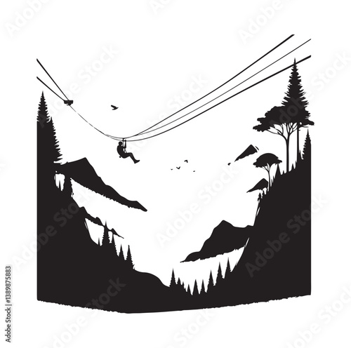 Minimal Zipline silhouette icon.