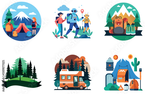 Camping Bundle. Dry Branches Fire Collection Stickers