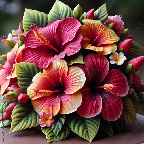 Wallpaper Mural Stunning Bouquet of Exquisite Polymer Clay Hibiscus Flowers Torontodigital.ca