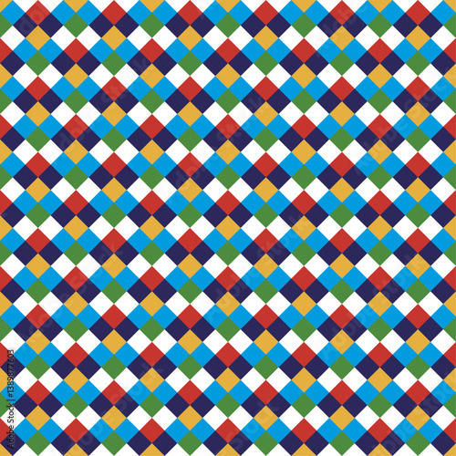 Colorful Geometric Checkered Pattern - Seamless Abstract Diamond