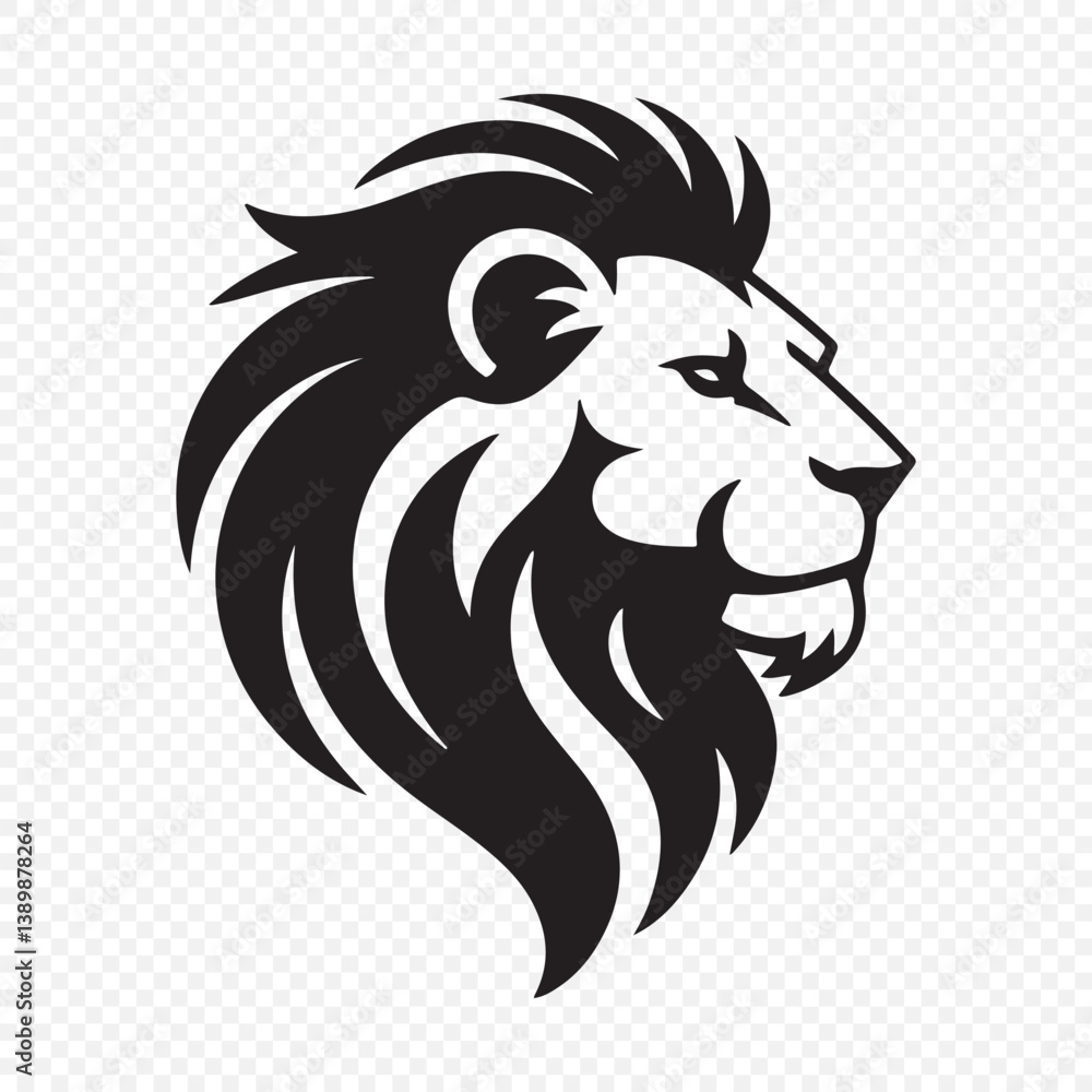 Fototapeta premium Black lion head vector logo silhouette. Vector illustration eps 10