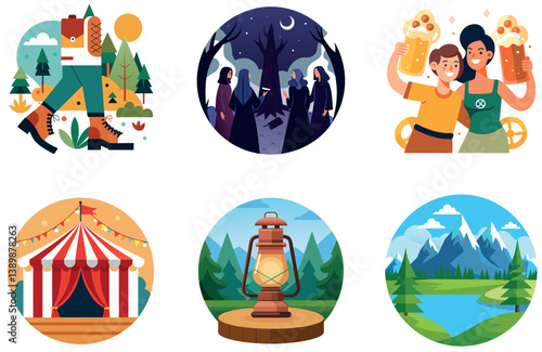 Camping Bundle. Inquisitive Clown Circus Tent Collection Stickers