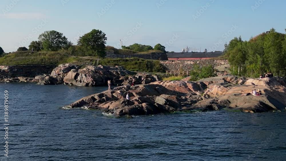 Helsinki, Finland – A scenic aerial view of the neighborhoods of Suomenlinna Island. Helsinki, Finland – A scenic aerial view of the neighborhoods of Suomenlinna Island.