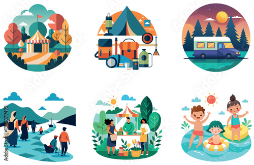 Camping Bundle. Van River Living Adventure Collection Stickers