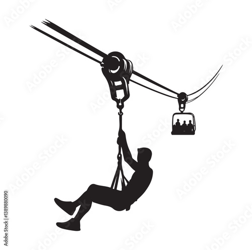 Minimal Zipline silhouette icon.