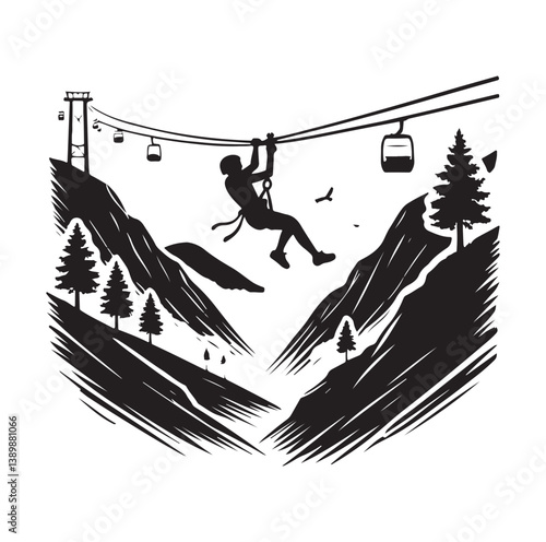 Minimal Zipline silhouette icon.