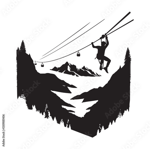 Minimal Zipline silhouette icon.