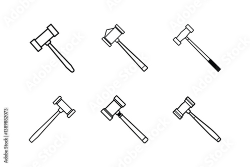 property auction hammer line art vector illustration