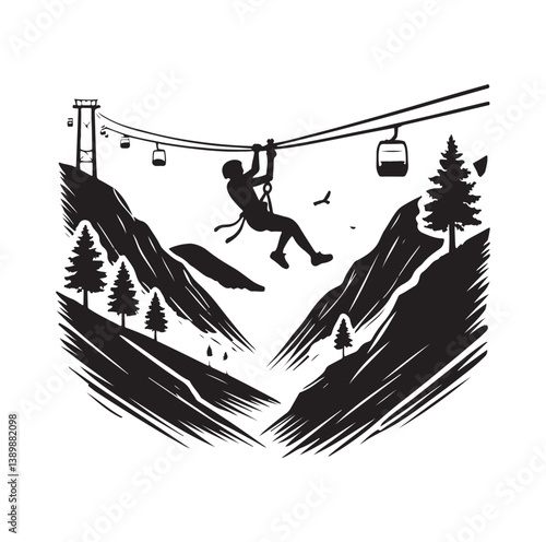Minimal Zipline silhouette icon.