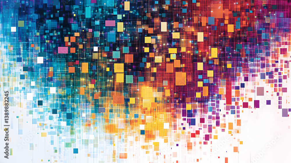 Obraz premium effect with distorted colorful pixels creating a modern aesthetic 