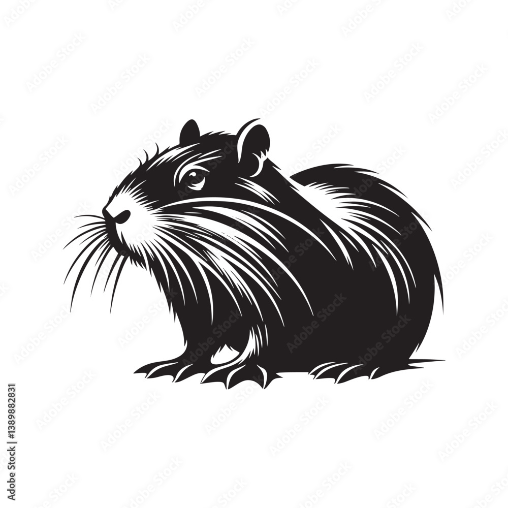 Coypu Silhouette - Minimalist coypu vector - Illustration of Coypu - Animal design. Coypu Silhouette - Minimalist coypu vector - Illustration of Coypu - Animal design.