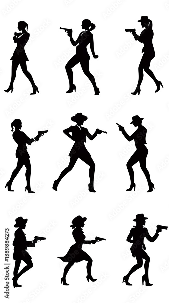An Abstract Illustration of Dynamic Silhouette Figures Dancing in Black Background An Abstract Illustration of Dynamic Silhouette Figures Dancing in Black Background