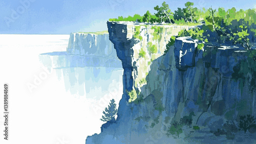 Precipice bloom cliff isolated watercolor vector illustration svg 