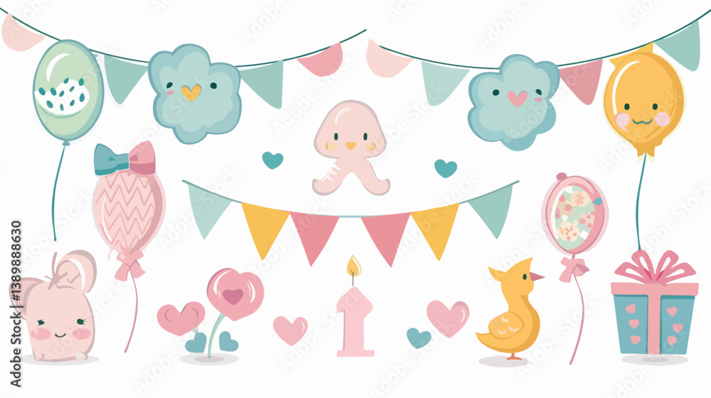 Beautiful Baby Shower Design on White Background - Vector Illustration Beautiful Baby Shower Design on White Background - Vector Illustration
