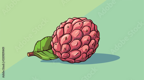 Detailed Vector Illustration of Custard Apple Fruit in Single Line Sketch Style