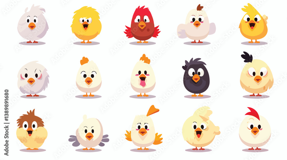 Adorable Tiny Chicken Expressing Various Emotions with Emoji Icons in a Playful Manner Adorable Tiny Chicken Expressing Various Emotions with Emoji Icons in a Playful Manner