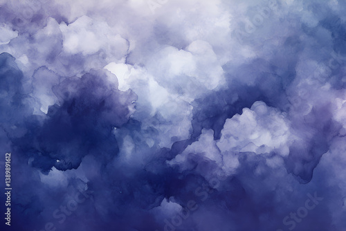 Ink clouds dissolving in water, soft gradients of deep blue and lavender, high resolution