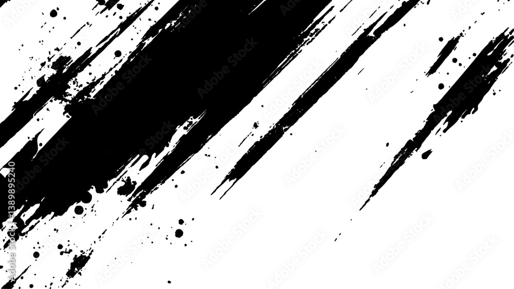 Fototapeta premium Grunge black and white urban vector texture. design brush strokes. Overlay texture. Faded black-white dyed paper texture. Sketch grunge design. Use for poster, cover, banner, mock-up, stickers layout.