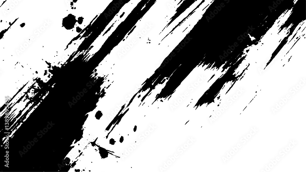 Fototapeta premium Grunge black and white urban vector texture. design brush strokes. Overlay texture. Faded black-white dyed paper texture. Sketch grunge design. Use for poster, cover, banner, mock-up, stickers layout.