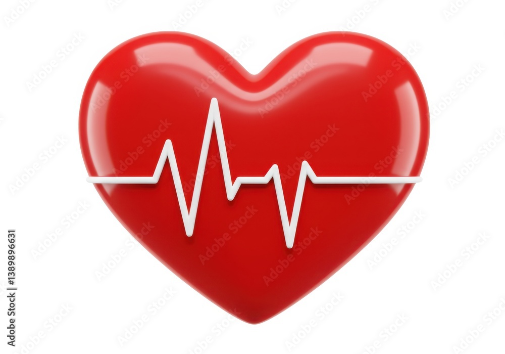 Red heart with heartbeat line Red heart with heartbeat line