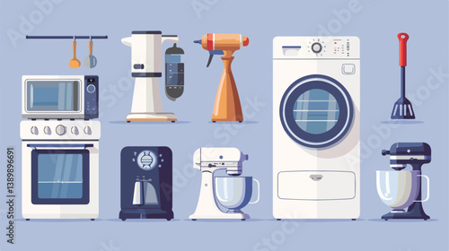 Professional Illustration of Modern Kitchen Appliances for Culinary Design Projects