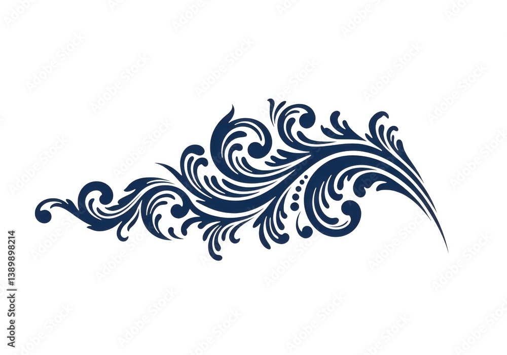 Fototapeta premium Navy blue floral swirl design